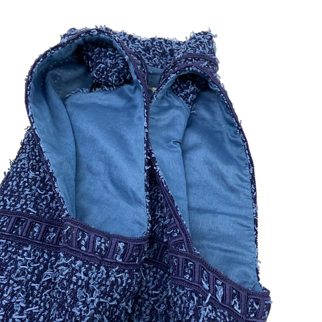 Chanel Dress 38 M Blue Tweed Zip Up Cotton — view 7
