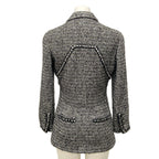 Chanel Jacket 34 S Gray Black White Long Sleeve Tweed Sequin Rhinestone Autumn — view 2