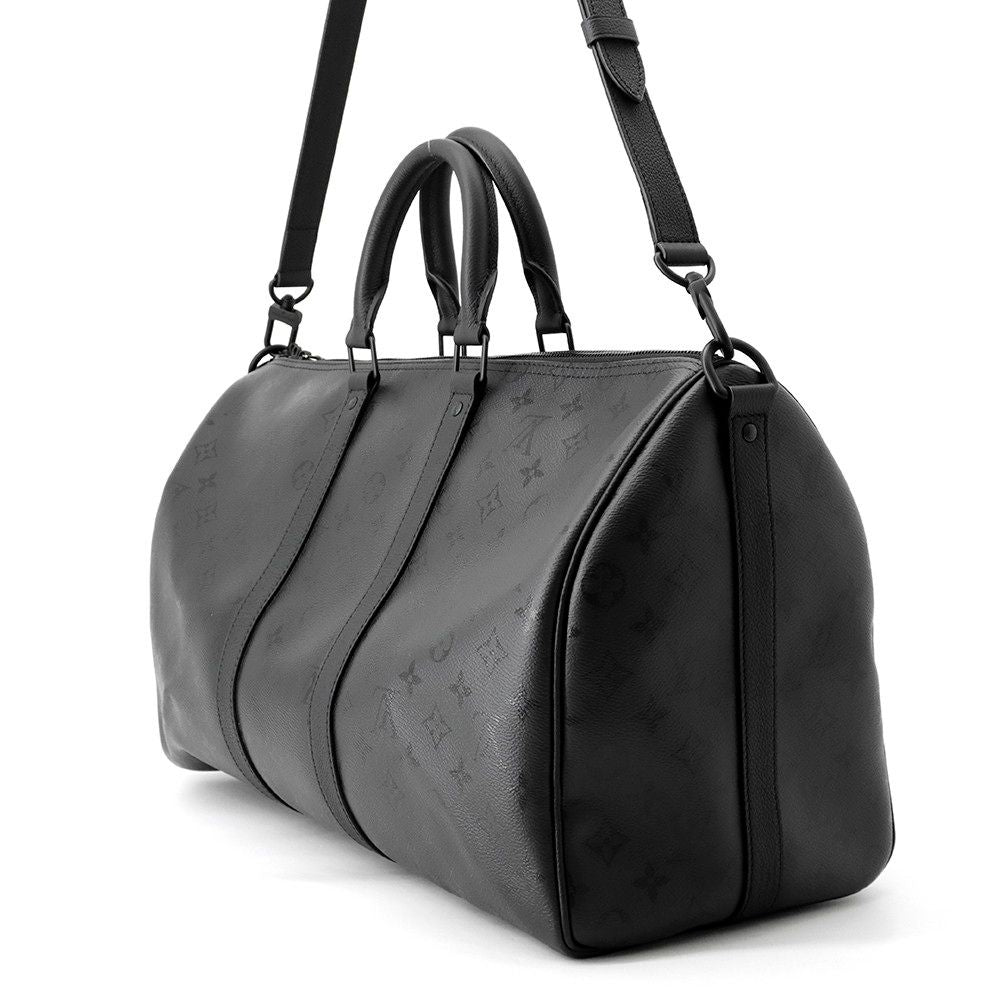 Louis Vuitton Boston Bag Monogram Midnight Keepall Bandouliere 45 Black 2-Way — view 2