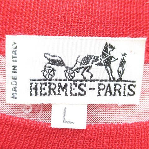 Hermes Vintage les Tuileries Roulis Short Sleeve T-Shirt L Red Print — view 3
