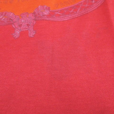 Hermes Vintage les Tuileries Roulis Short Sleeve T-Shirt L Red Print — view 8