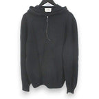 Hermes Long Sleeve Knit Sweater Hoodie Pullover Quarter Zip Cashmere L Black