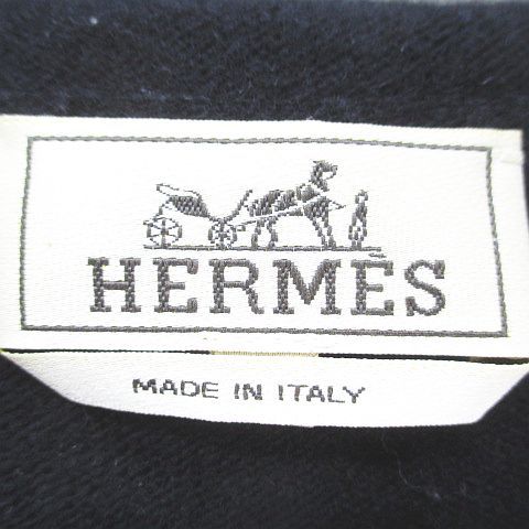 Hermes Long Sleeve Knit Sweater Hoodie Pullover Quarter Zip Cashmere L Black — view 3
