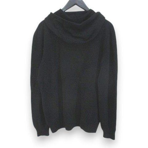 Hermes Long Sleeve Knit Sweater Hoodie Pullover Quarter Zip Cashmere L Black — view 2