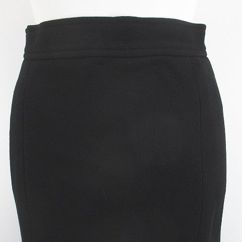 Chanel Vintage Set Jacket Knee Length Tight Skirt Silk 36 Black Hair Wool Lining — view 8