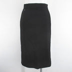 Chanel Vintage Set Jacket Knee Length Tight Skirt Silk 36 Black Hair Wool Lining — view 7