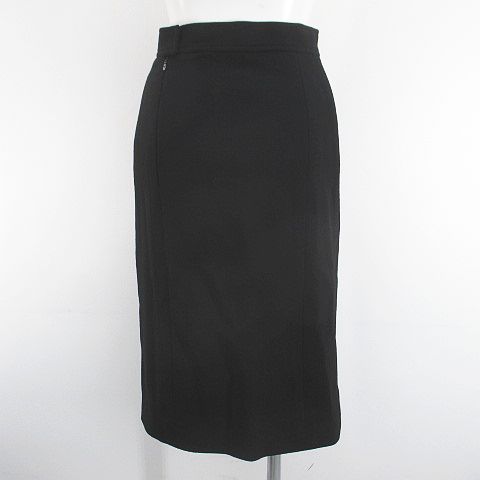 Chanel Vintage Set Jacket Knee Length Tight Skirt Silk 36 Black Hair Wool Lining — view 7
