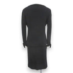 Chanel Vintage Set Jacket Knee Length Tight Skirt Silk 36 Black Hair Wool Lining — view 2