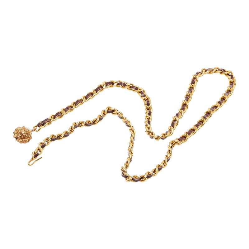 Chanel Chain Belt Lion Motif Gold Plated Leather