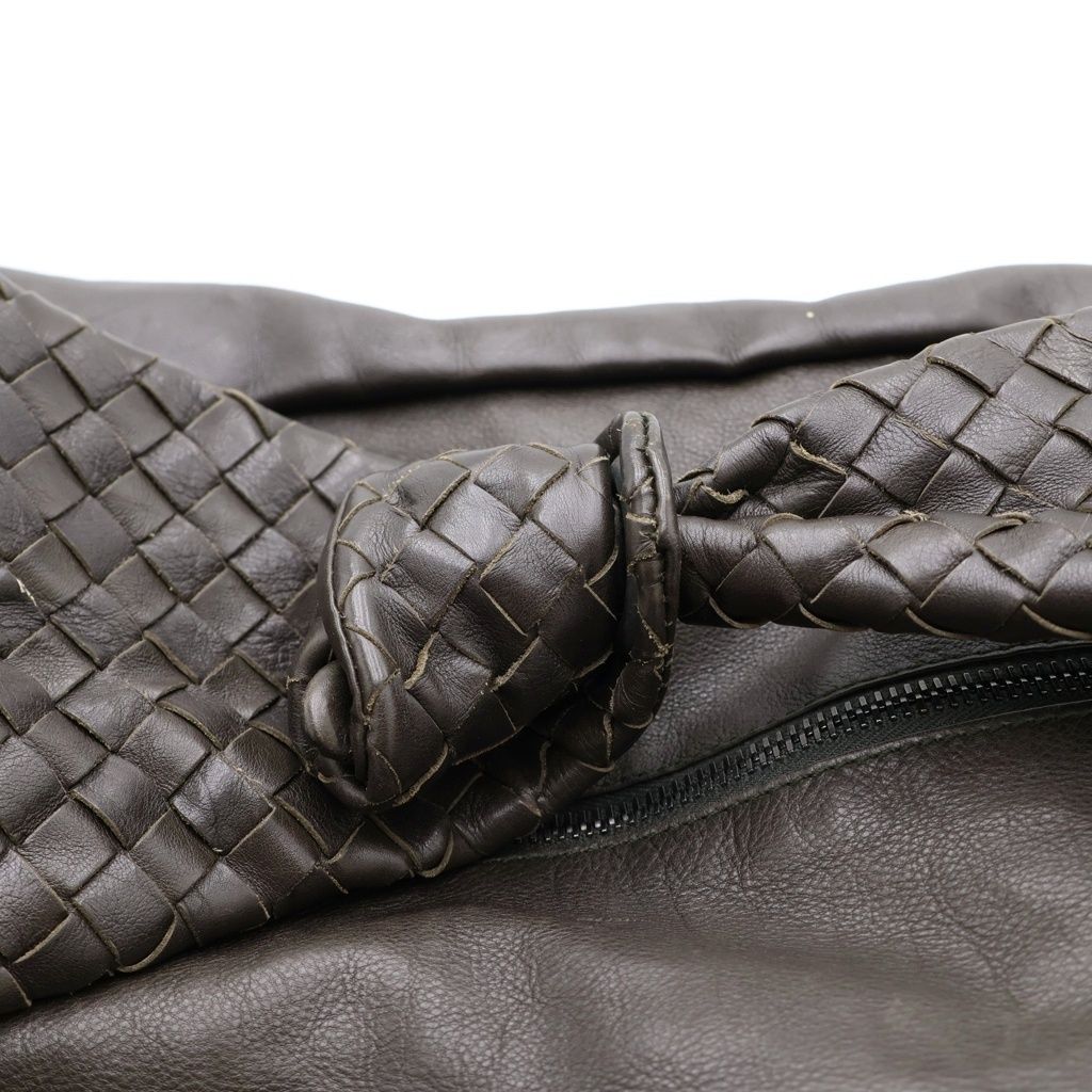 Bottega Veneta Intrecciato Hobo Shoulder Bag Olive Brown Leather — view 7