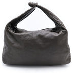 Bottega Veneta Intrecciato Hobo Shoulder Bag Olive Brown Leather