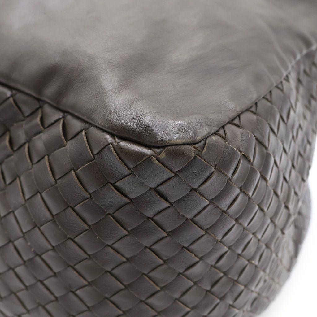 Bottega Veneta Intrecciato Hobo Shoulder Bag Olive Brown Leather — view 5