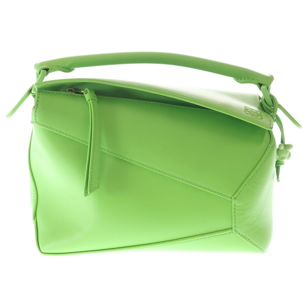 Loewe Puzzle Edge Small 2-Way Shoulder Bag Green Leather Gold