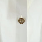 Chanel Rhinestone Gold Button Ruffle Long Sleeve Shirt Blouse Short Length — view 5