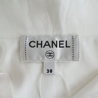 Chanel Rhinestone Gold Button Ruffle Long Sleeve Shirt Blouse Short Length — view 6