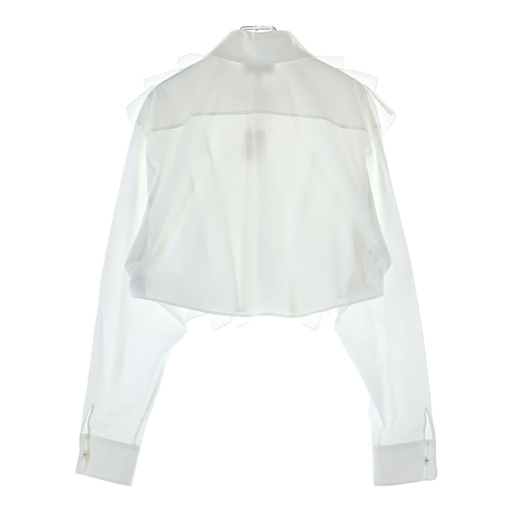 Chanel Rhinestone Gold Button Ruffle Long Sleeve Shirt Blouse Short Length — view 2