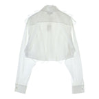 Chanel Rhinestone Gold Button Ruffle Long Sleeve Shirt Blouse Short Length — view 2