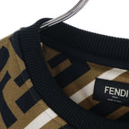 Fendi FF Zucca Pattern Crew Neck Sweatshirt Black Brown — view 6