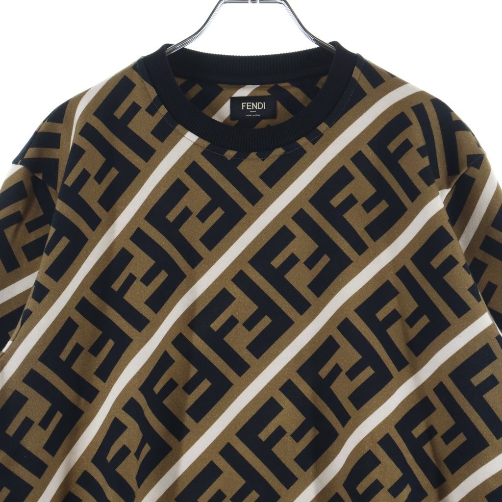 Fendi FF Zucca Pattern Crew Neck Sweatshirt Black Brown — view 3