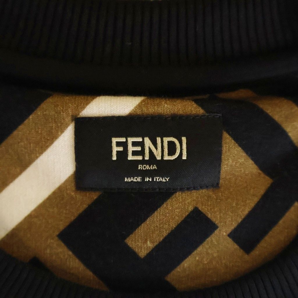 Fendi FF Zucca Pattern Crew Neck Sweatshirt Black Brown — view 7
