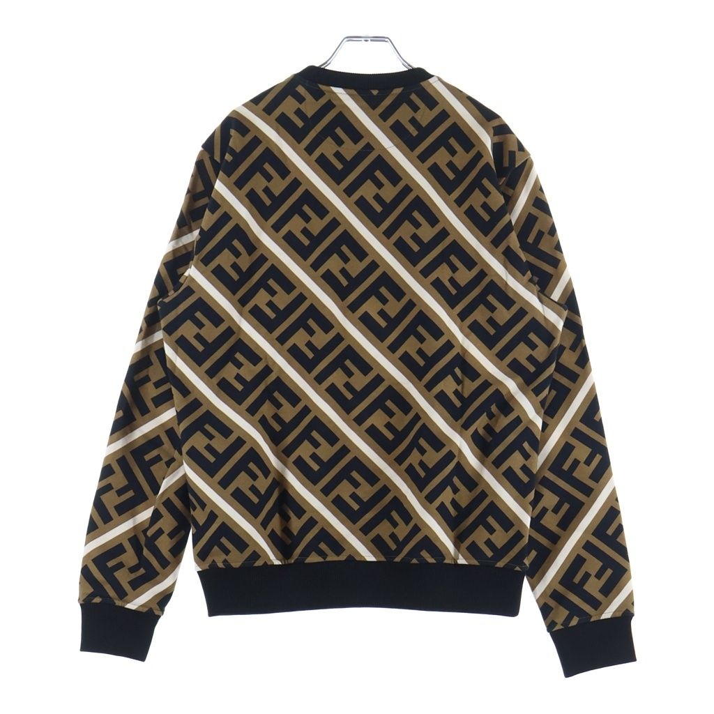 Fendi FF Zucca Pattern Crew Neck Sweatshirt Black Brown — view 2