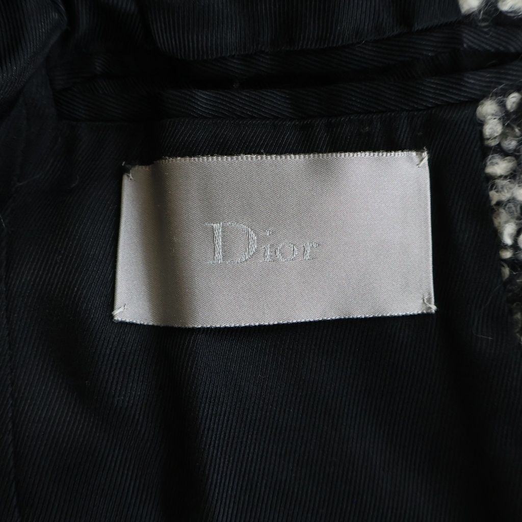 Dior Edith Slimane Era Wool Boucle Coat Gray — view 6