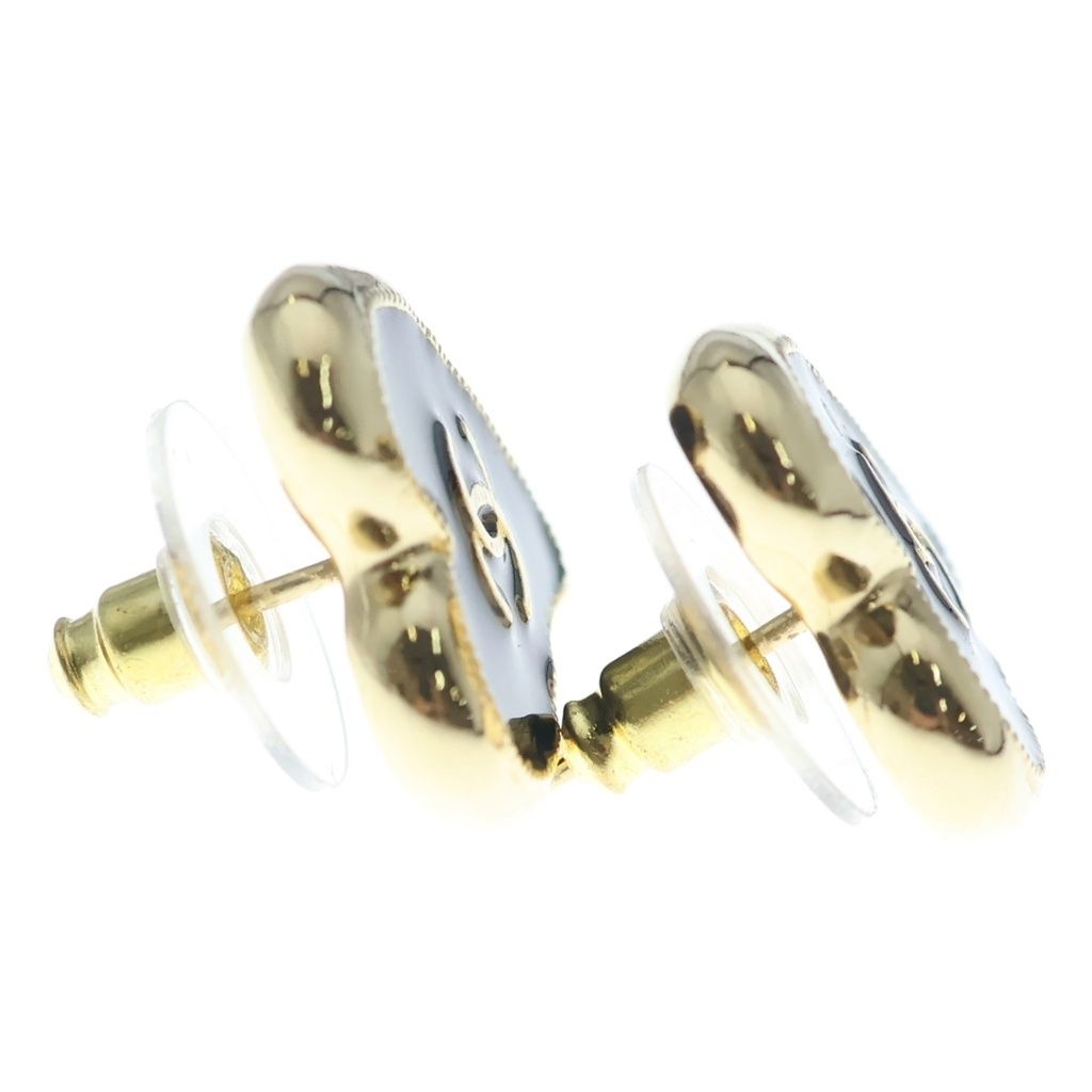 Chanel CC Logo Heart Earrings Gold Black — view 4