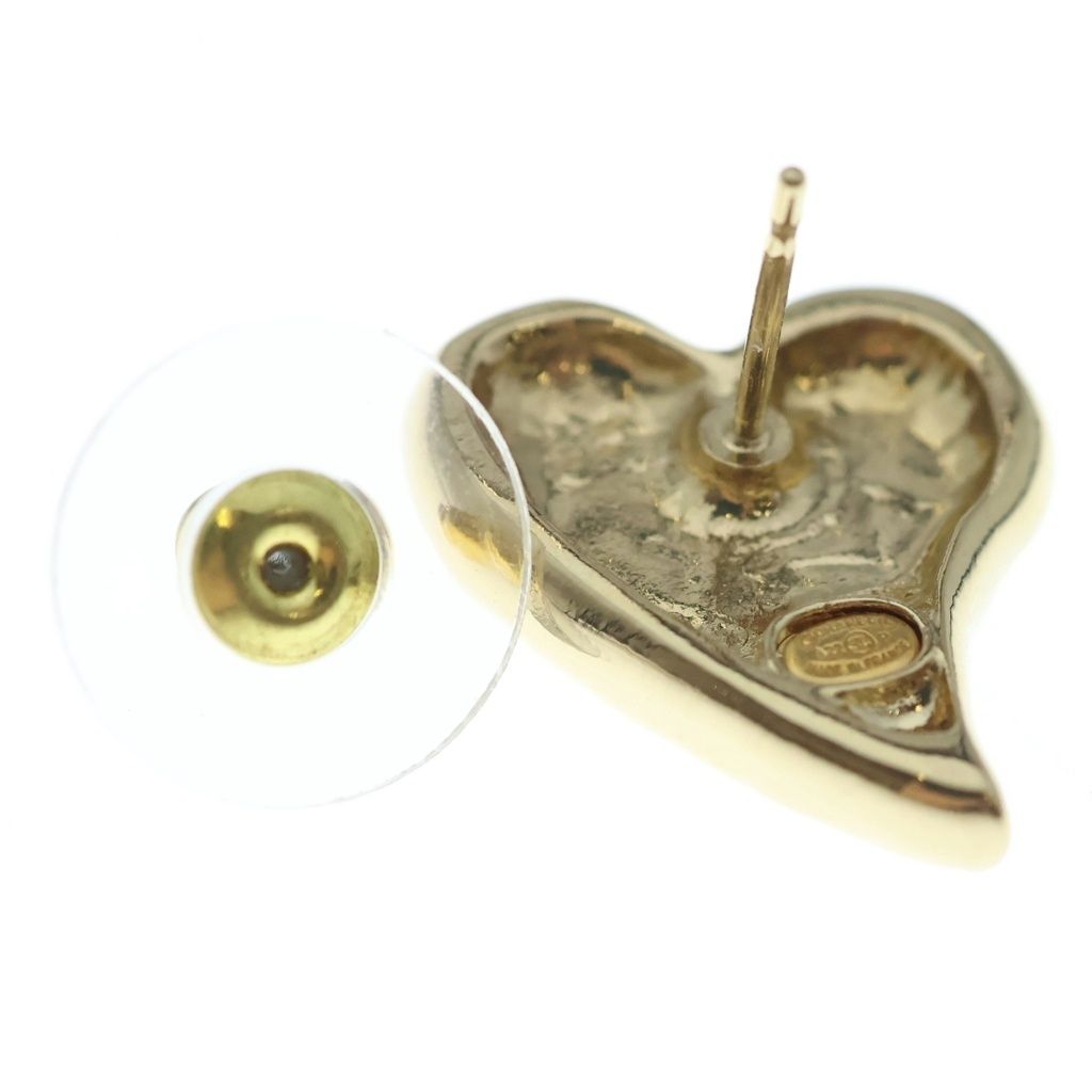 Chanel CC Logo Heart Earrings Gold Black — view 6
