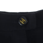 Chanel 95 CC Logo Gold Button Silk Flare Trousers Pants — view 6