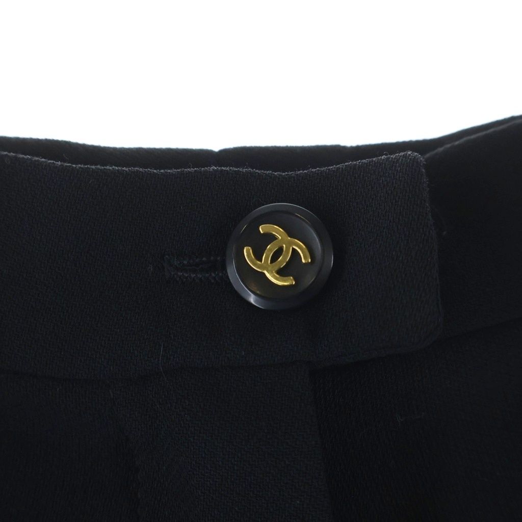 Chanel 95 CC Logo Gold Button Silk Flare Trousers Pants — view 6