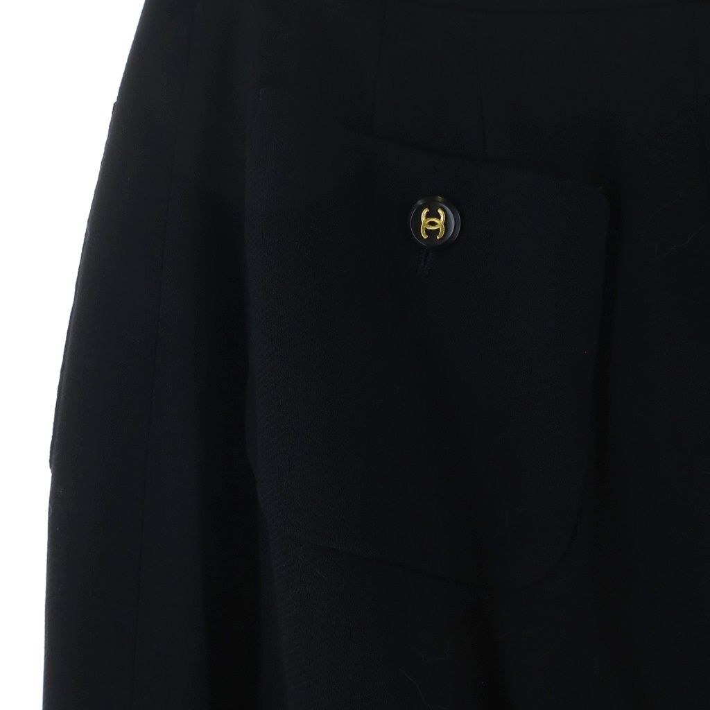 Chanel 95 CC Logo Gold Button Silk Flare Trousers Pants — view 7