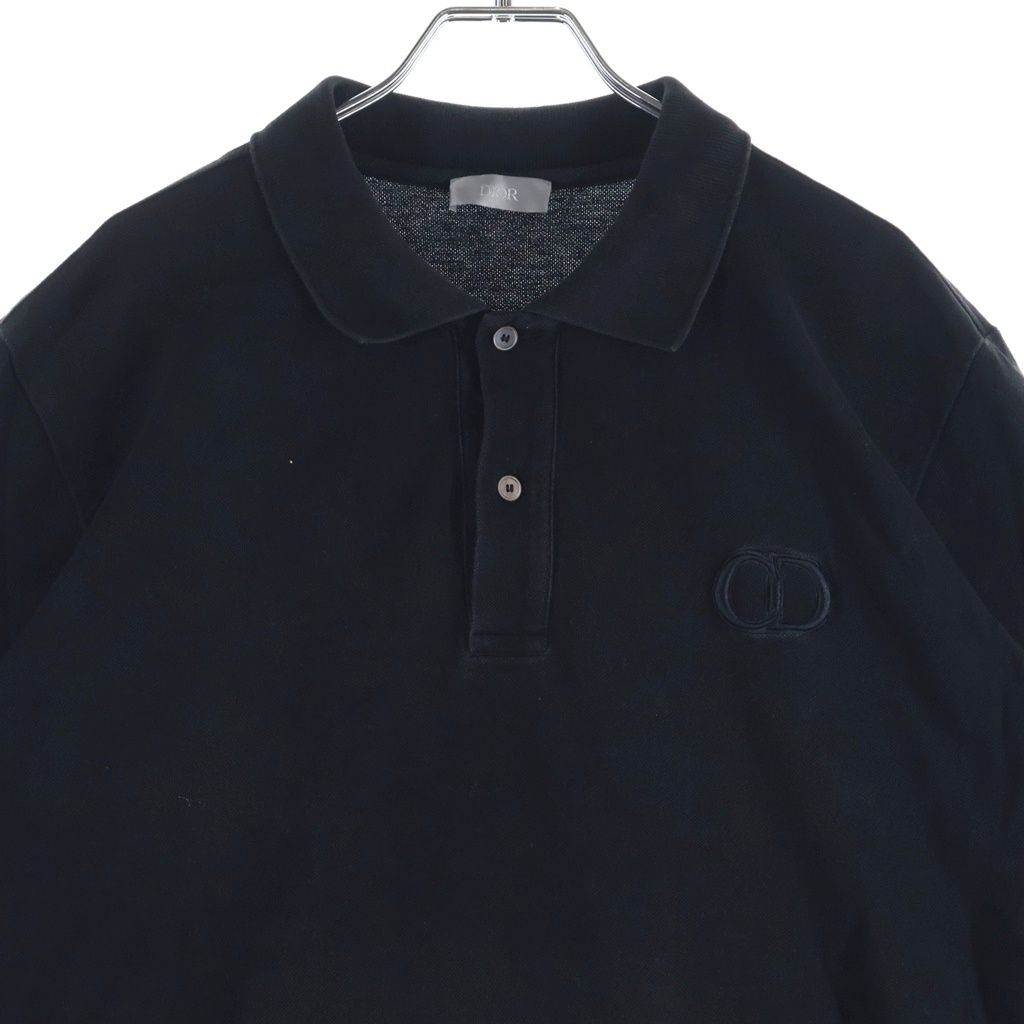 Dior CD Icon Polo Shirt CD Logo Embroidery Short Sleeve Black — view 3