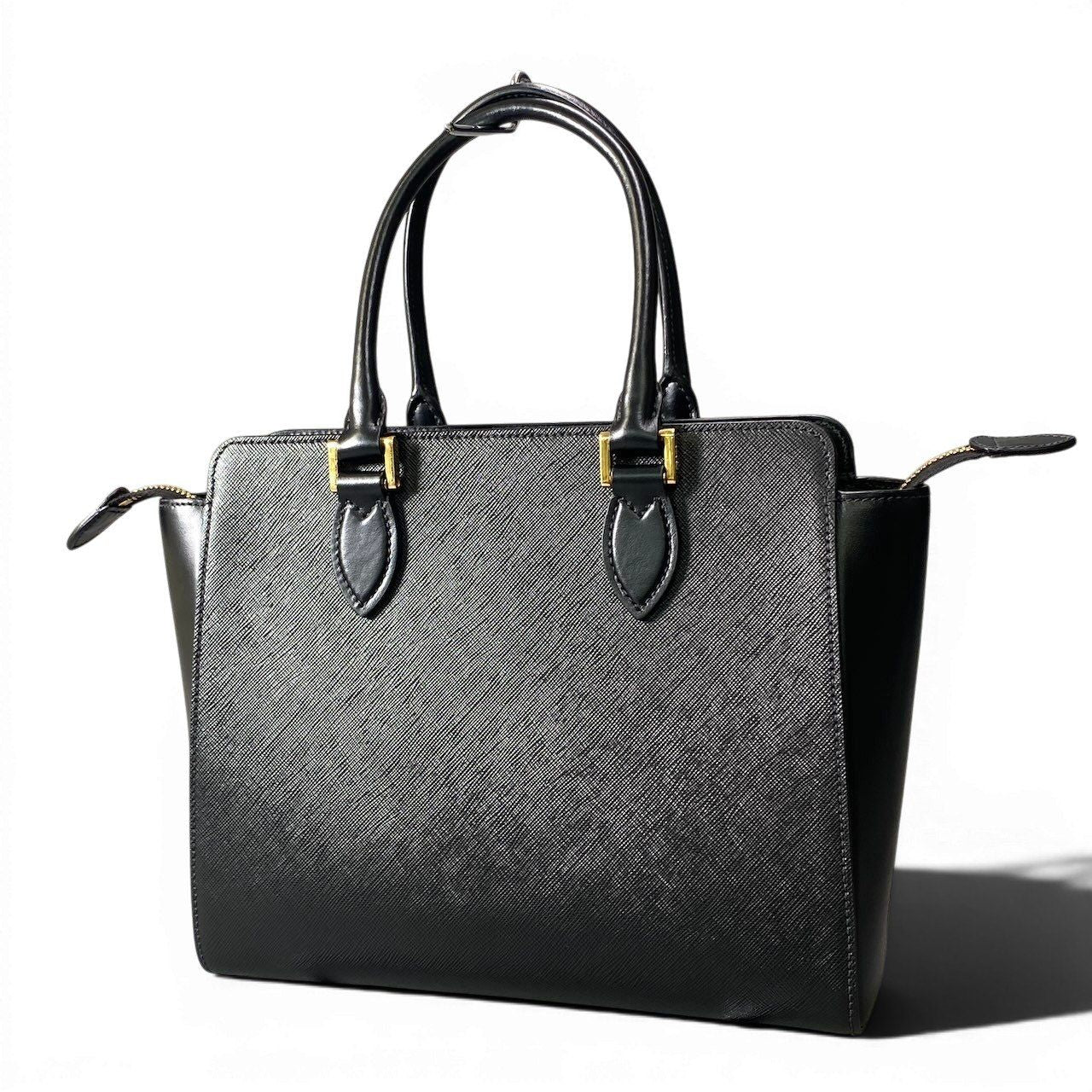 Prada Saffiano 2-Way Handbag Hand Bag Black Galla — view 4