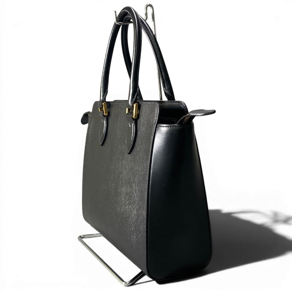 Prada Saffiano 2-Way Handbag Hand Bag Black Galla — view 3