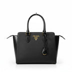 Prada Saffiano 2-Way Handbag Hand Bag Black Galla