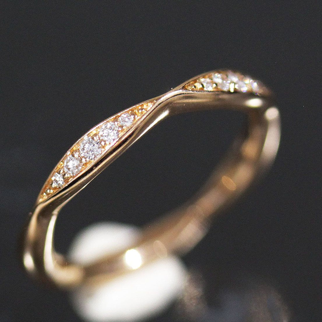 Chanel Camellia Half Eternity Diamond Ring 18K Pink Gold