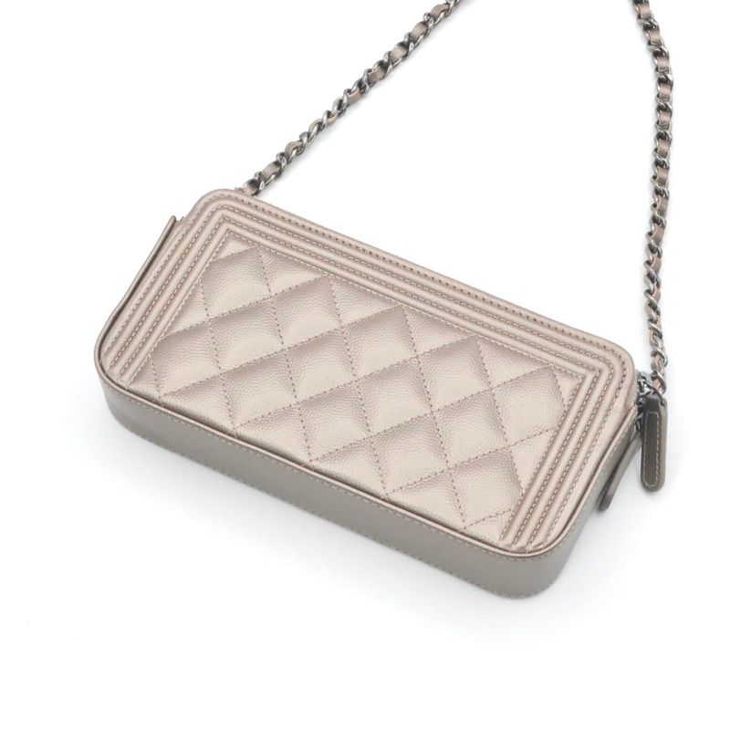 Chanel Wallet Gold Silver CC Logo Boy Chain Shoulder Bag — view 3