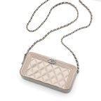 Chanel Wallet Gold Silver CC Logo Boy Chain Shoulder Bag
