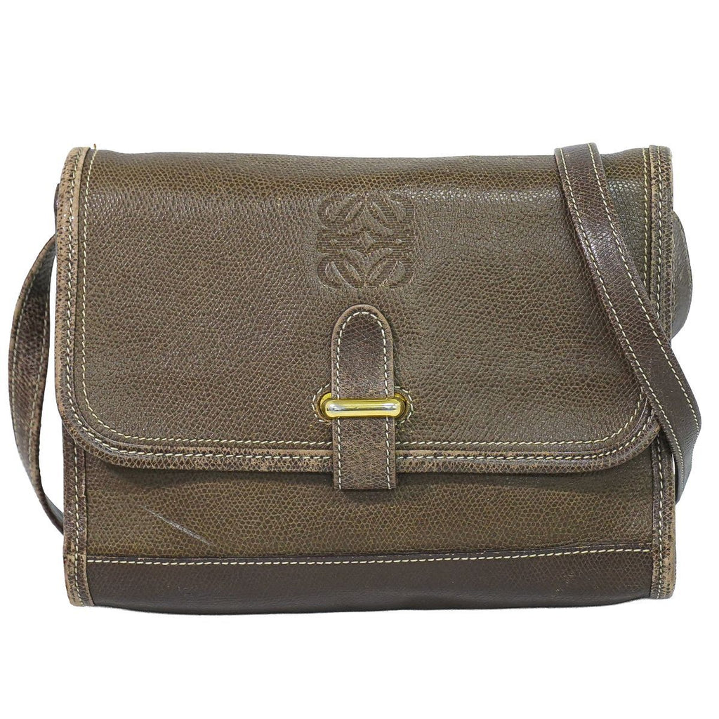 Loewe Anagram Shoulder Bag Pochette Leather Brown