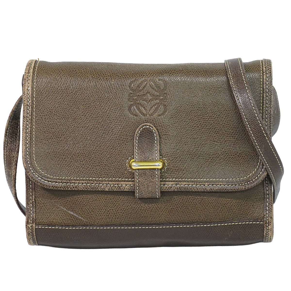 Loewe Anagram Shoulder Bag Pochette Leather Brown