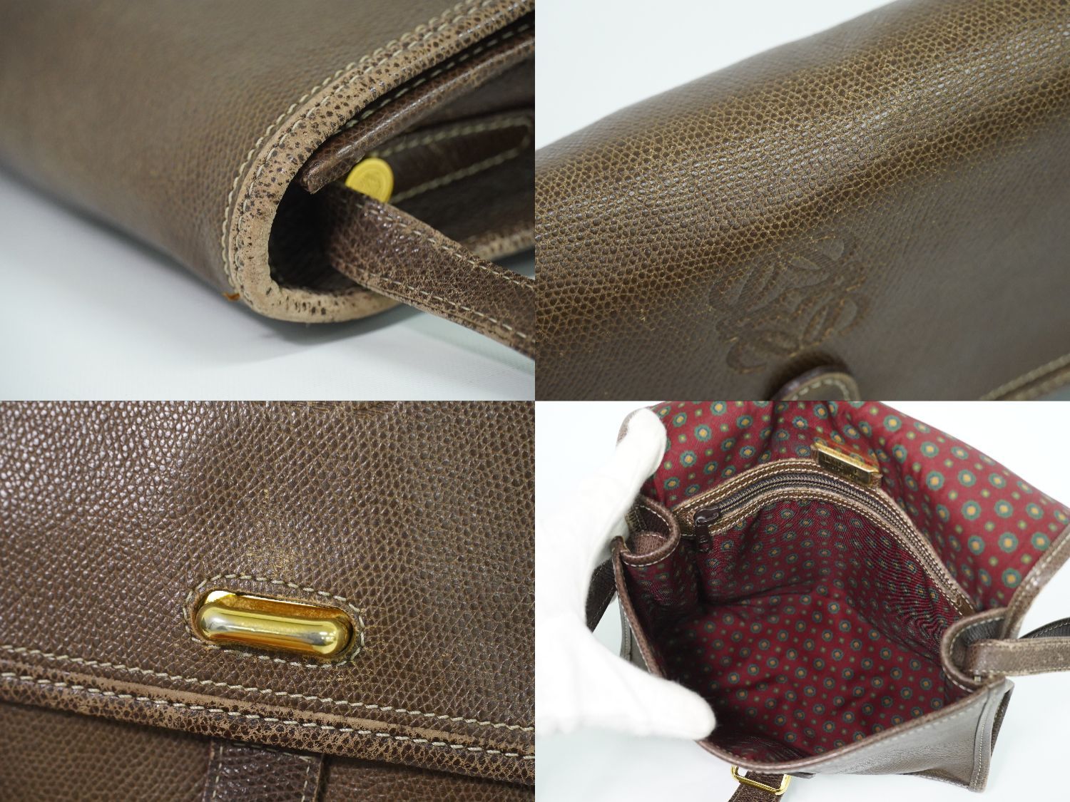 Loewe Anagram Shoulder Bag Pochette Leather Brown — view 8