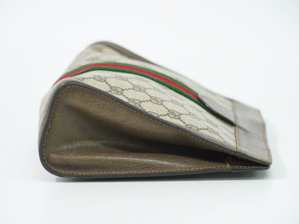 Gucci Vintage Sherry Line GG Supreme Clutch Beige Brown — view 4