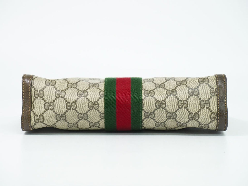 Gucci Vintage Sherry Line GG Supreme Clutch Beige Brown — view 3