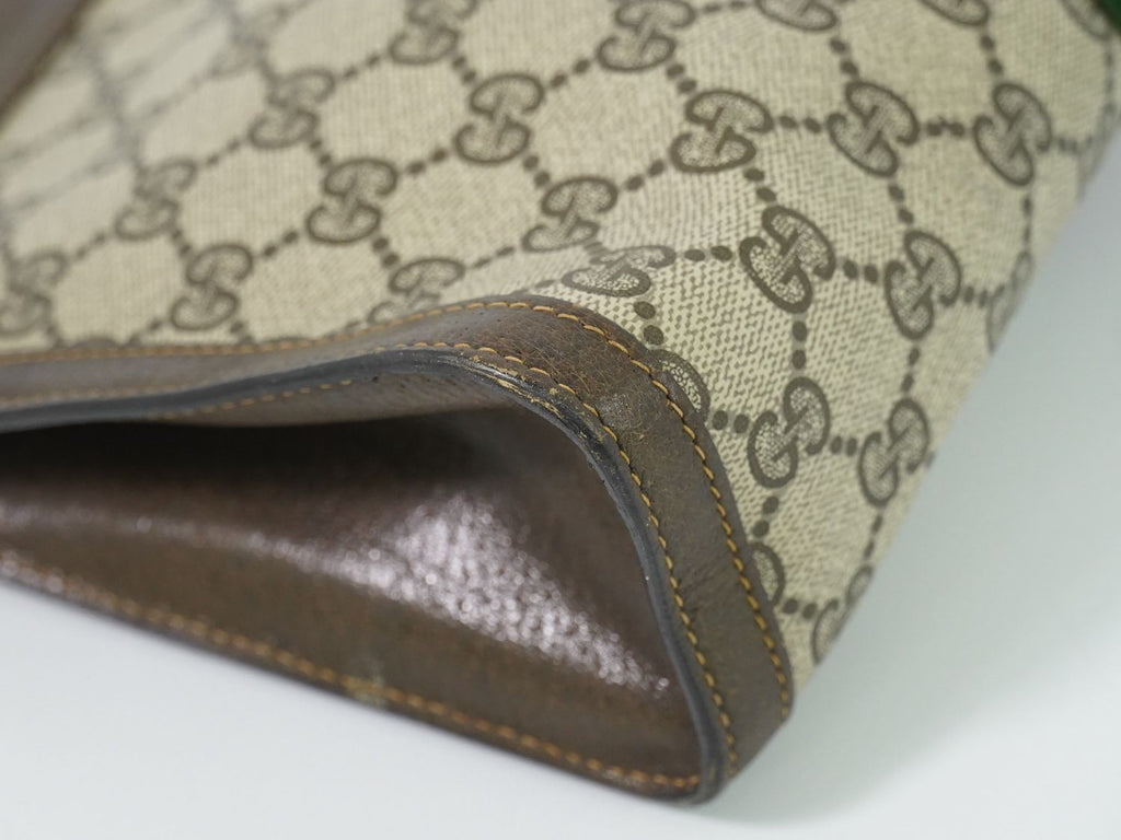 Gucci Vintage Sherry Line GG Supreme Clutch Beige Brown — view 6
