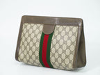 Gucci Vintage Sherry Line GG Supreme Clutch Beige Brown — view 2