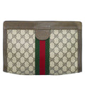 Gucci Vintage Sherry Line GG Supreme Clutch Beige Brown