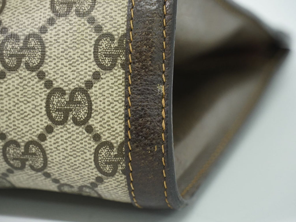 Gucci Vintage Sherry Line GG Supreme Clutch Beige Brown — view 7