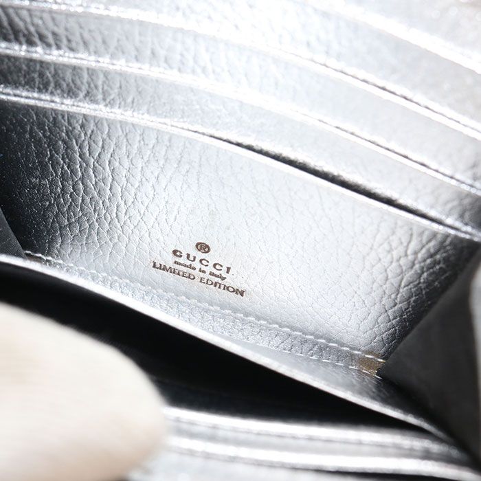 Gucci Compact Wallet Double Bifold GG Supreme Silver Beige — view 7