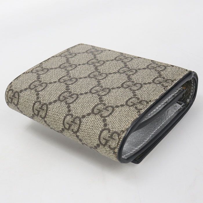 Gucci Compact Wallet Double Bifold GG Supreme Silver Beige — view 2
