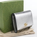 Gucci Compact Wallet Double Bifold GG Supreme Silver Beige
